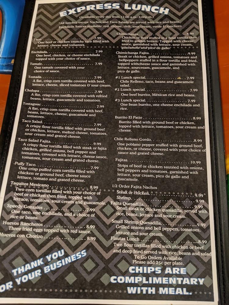 El Patio Mexican Restaurant Menu image 4